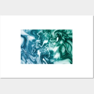 Teal marble Posters and Art